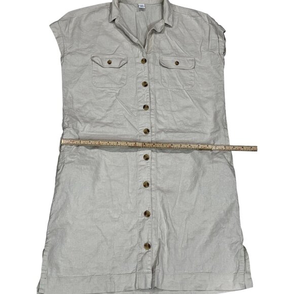 Old Navy Womens Button-Up Linen Blend Shirt Dress S Short Sleeve Off-White - Picture 10 of 10